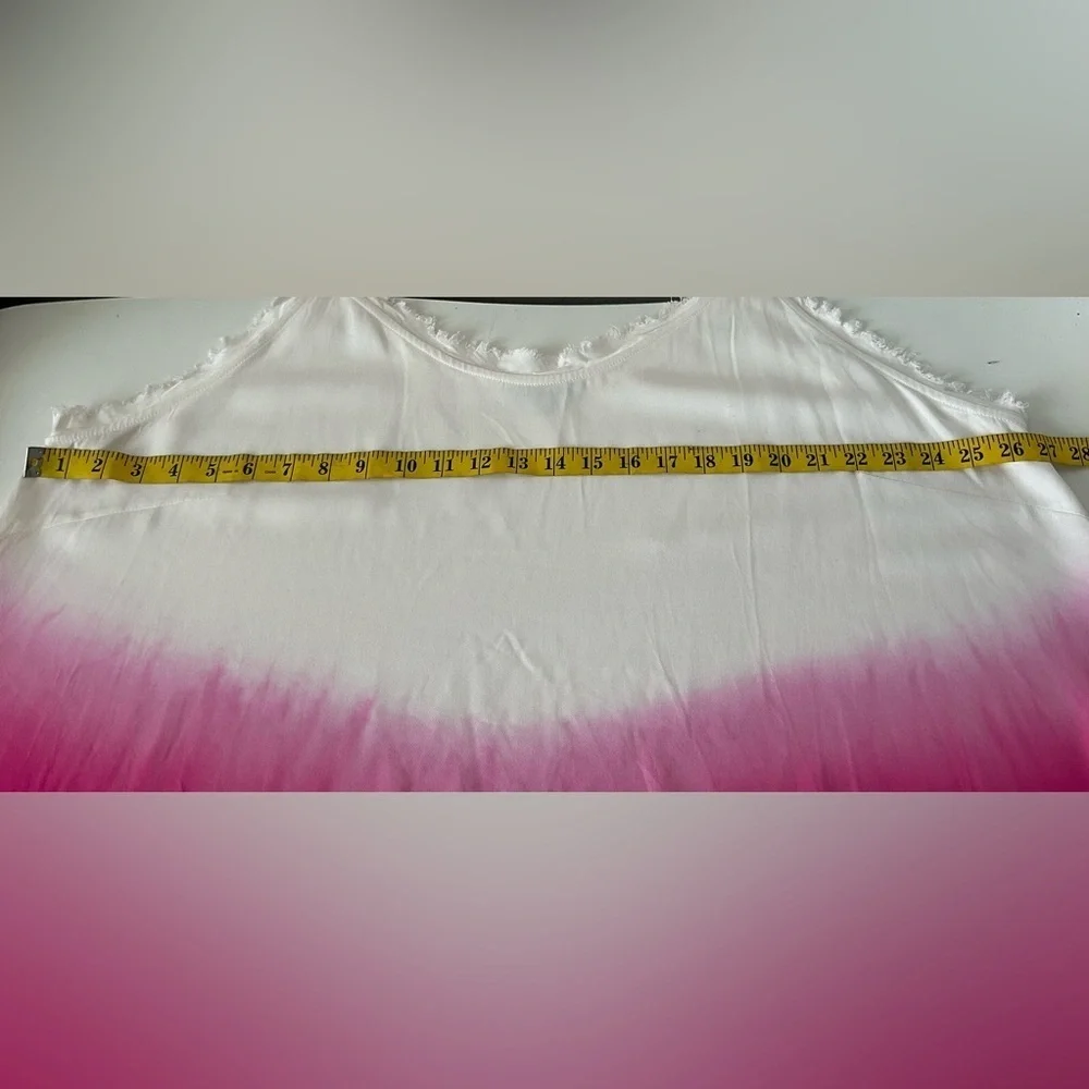 NWOT WHITE BIRTH RASPBERRY SORBET OMBRÉ LOOSE FIT TANK, RAW/FRAYED EDGE, 3X